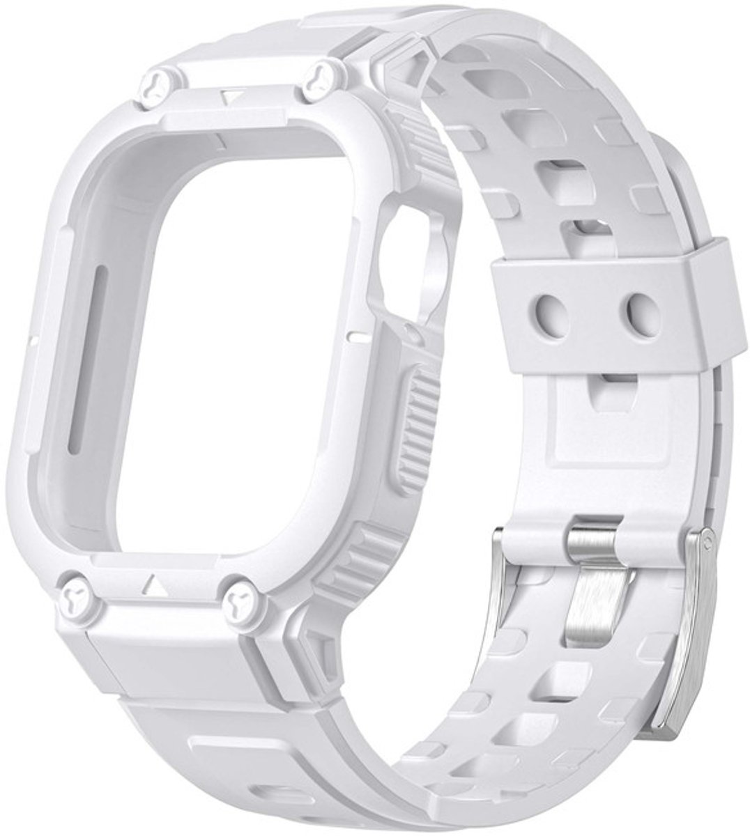 Siliconen bandje - met ingebouwde case - geschikt voor Apple Watch Series 7/8/9 (41 mm) - wit