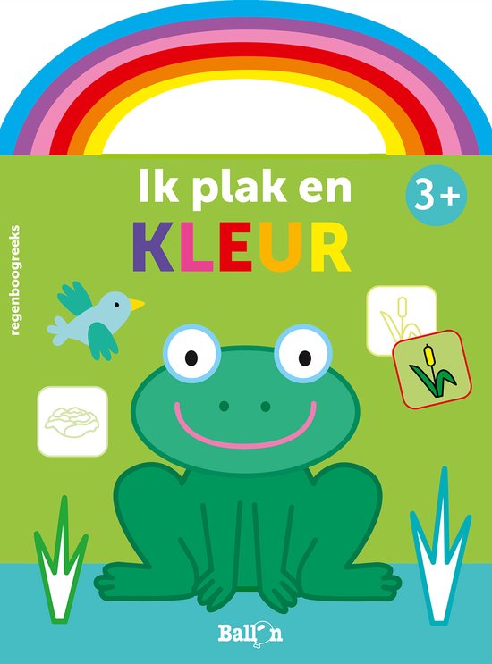 Regenboog 1 - Ik plak en kleur 3+ (kikker groen) - cover