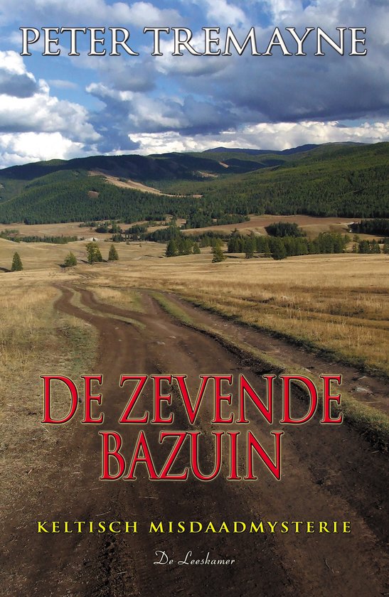 Boekomslag met landschap van heuvels, bossen en een onverharde weg. Titel: 'De zevende bazuin'.