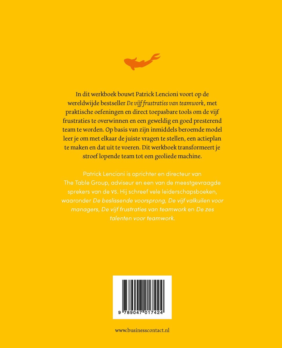 De 5 frustraties van teamwork - werkboek - back cover