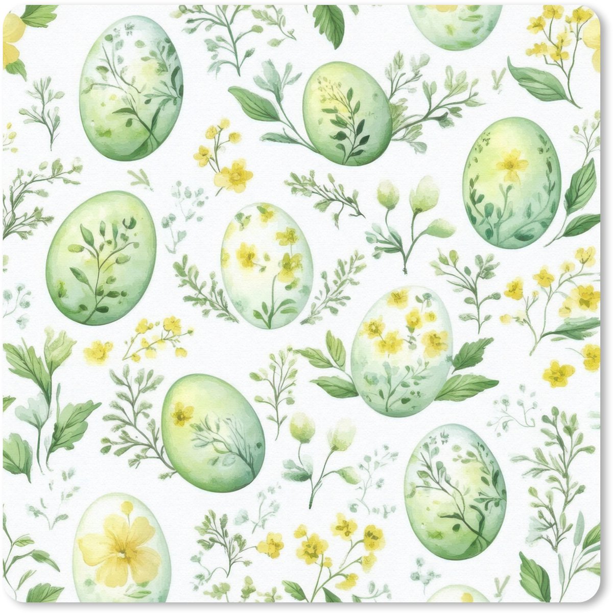 Muismat 30x30 cm - Mousepad Patroon - Groen - Eieren - Muismatten