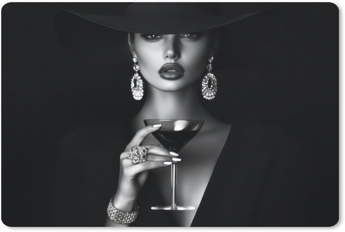 Muismat 27x18 cm - Mousepad Vrouw - Cocktail - Chic - Muismatten