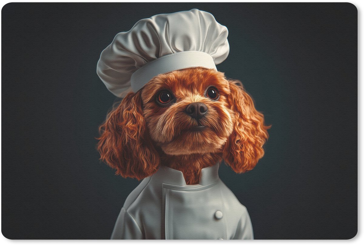 Muismat 27x18 cm - Mousepad Bruin - Kok - Hondje - Muismatten