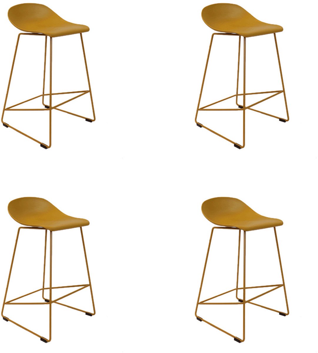 Livin24 Scandinavische Barkruk Ellen geel 66cm - Barkrukken set van 4 - barstoel