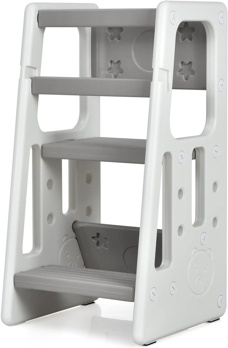 Image of 2-in-1 babyleertoren met verstelbare hoogtes en anti-slip voor kinderen