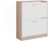Meuble à chaussures Vicco Gizmo – 59 x 72,5 cm 2 compartiments Wit/Sonoma 2 compartiments