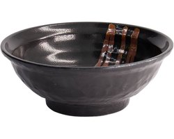 Tokyo Design Studio – Suname Kuro Ramen Kom – Zwart/Wit – 19,5 cm – 900 ml – Japans Servies