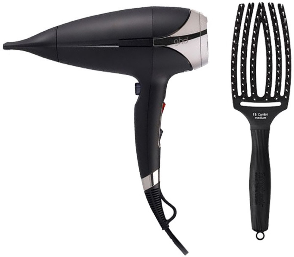 ghd Helios Föhn Black + Olivia Garden Fingerbrush Combo Black Medium