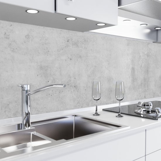 Keuken achterwand zelfklevend - Spatscherm keuken - Spatwand fornuis - Muurbeschermer - Verstevigde PET folie - 0,37 mm - Mat - Beton - 220 cm x 60 cm kopen - beste keuze voor keuken achterwand zelfklevend