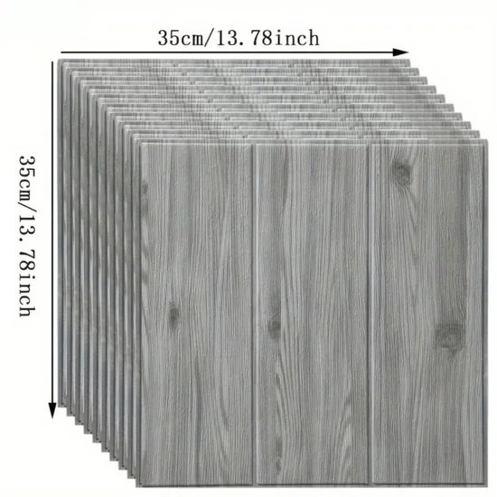 Nivard Wandpaneel - Zelfklevend - Wandpanelen - Woonkamer - Badkamer - Grijze Houtnerf - 20 Stuks - 35x35cm