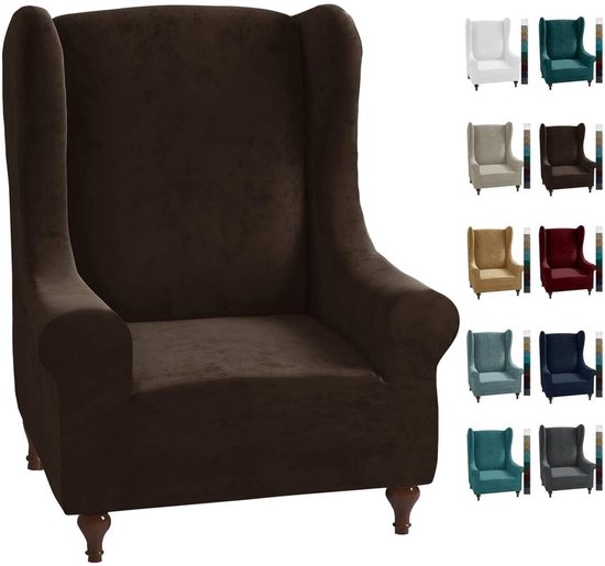 LVTFCO Vleugel stoelhoezen, Wingback stoelhoes en poef krukhoes bankhoes met elastische band wasbare fauteuil beschermhoes voor woonkamer,13