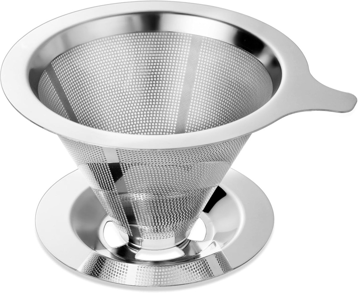 Koffiefilter Permanent - Gietkegel - Handmatig druppelfilter - Handige koffietools - Accessoires voor theefilters - Eenvoudig te reinigen papierloos koffiezet apparaat - Herbruikbaar - Druppelfilter voor theekegel - Zilver