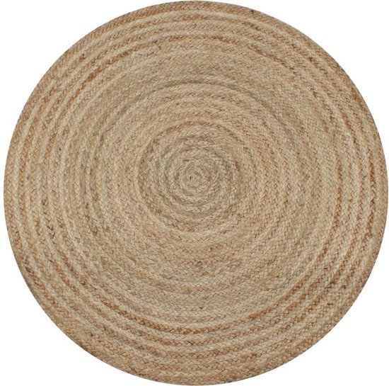 vidaXL - Tapijt - rond - 150 - cm - gevlochten - jute