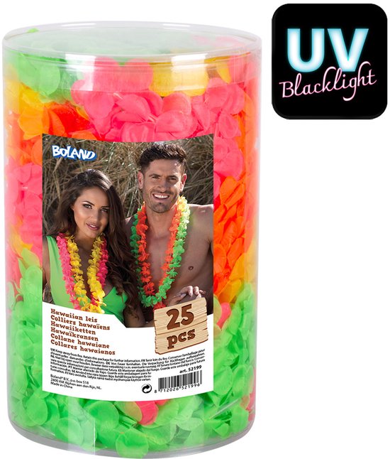 Boland - Set 25 hawaïkransen neon Neon - Volwassenen - Unisex - - Hawaii - Tropisch - Themafeest