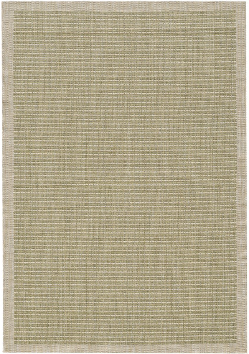 Giza Vloerkleed – Groen met Kader – Laagpolig & Modern – Voor Binnen & Buiten – 80x250 cm