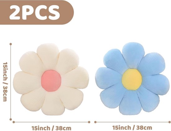 ACUSHLA 2 Pieces Flower Floor Cushions 40cm Flower Floor Cushion Tatami Flower Soft Petal Cushion Cute Plush Cushion for Car Home Sofa Chair (Green