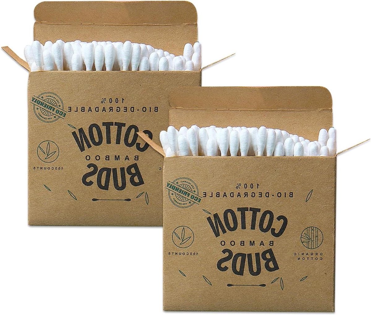 Bamboe Wattenstaafjes - 2 dozen van 200 stuks, plasticvrij en biologisch afbreekbaar