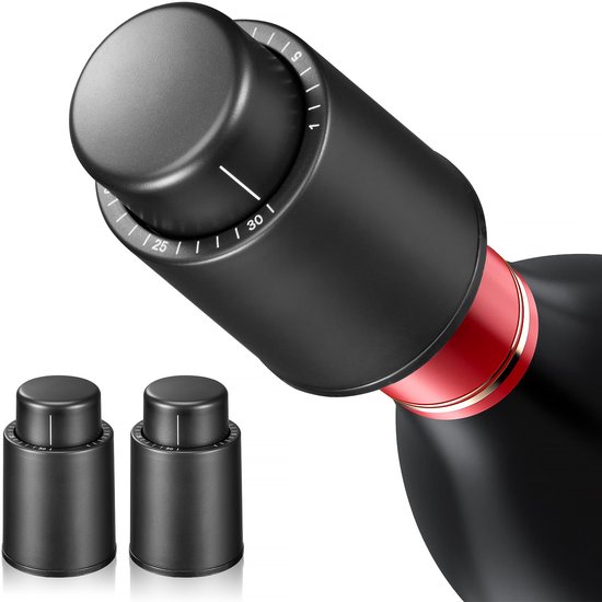 YONO Wijnstopper Set - Wijn Vacuumpomp Flessenstop - Vacuum Dop Afsluiter - Lekvrij en Herbruikbaar - 2 Stuks