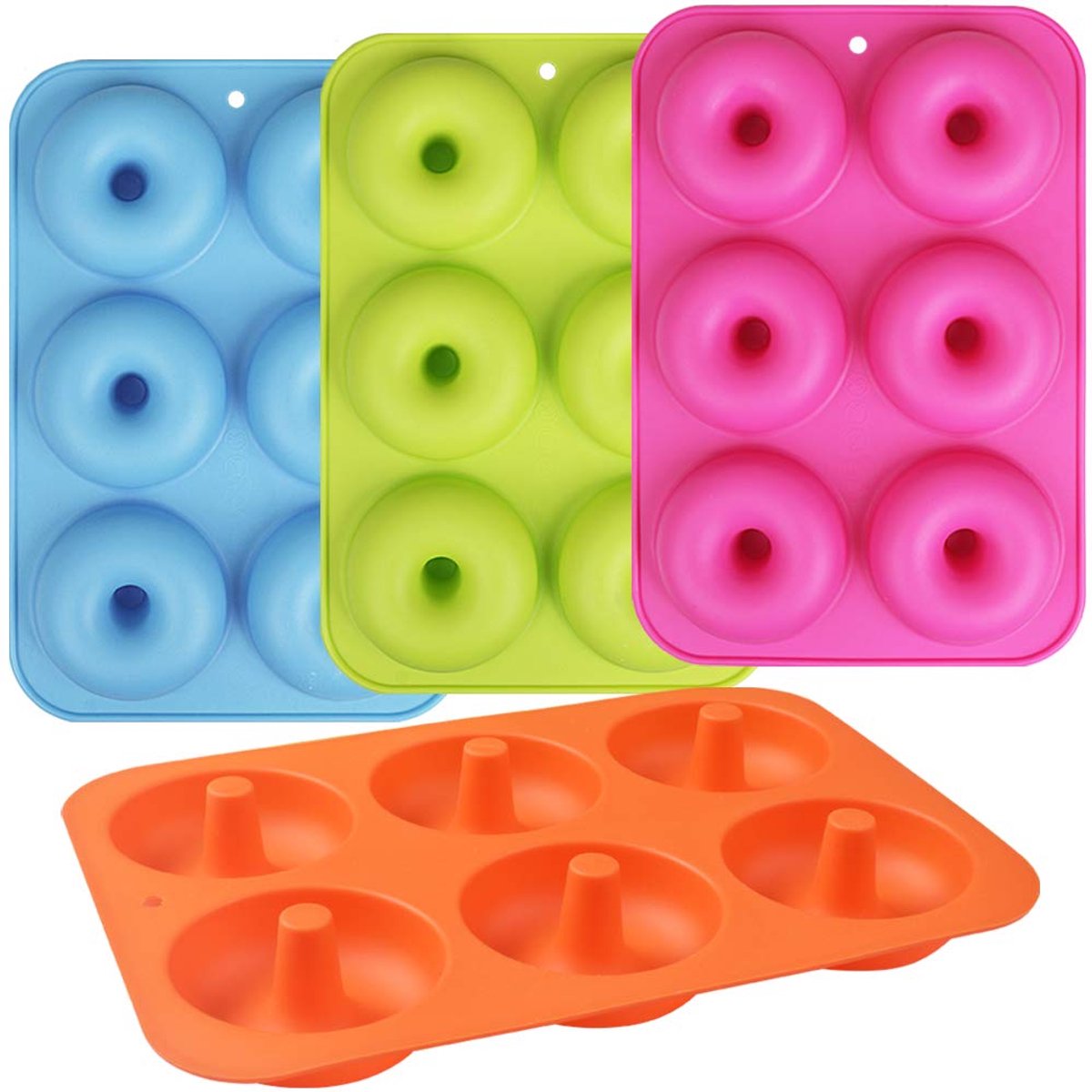 Ibenzoa® Siliconen Donutvorm Set van Vier Kleuren voor Perfecte Donuts en Bagels