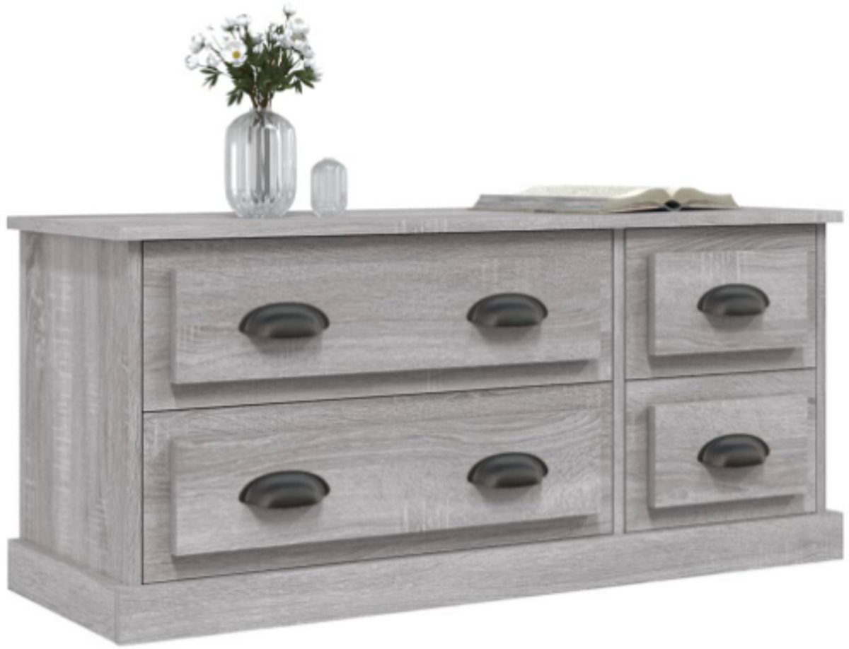 vida xl Tv-meubel 100x35,5x45 cm bewerkt hout grijs sonoma eikenkleurig bruin eikenkleur