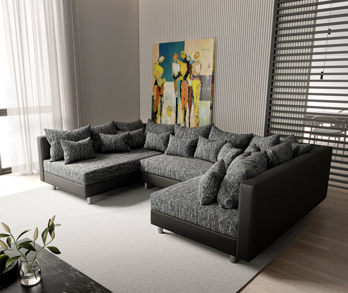 Bank Clovis zwart woonlandschap modulaire bank gemaakt van modulair systeem