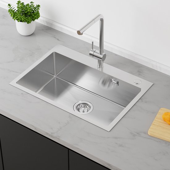 RVS Spoelbak Vrijstaand 75x40 Cm - Commerciële Keukenspoelbak Met Draaibare Kraan