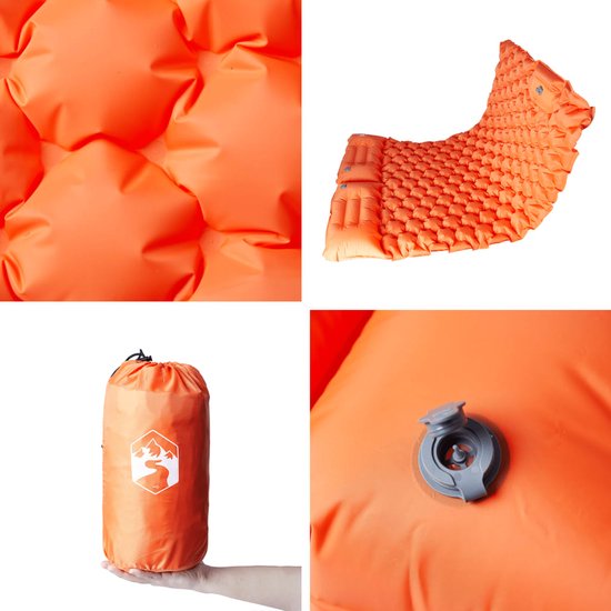 vidaXL - Kampeermatras - met - kussens - zelfopblazend - 2-persoons - oranje van Merkloos — afbeelding 4