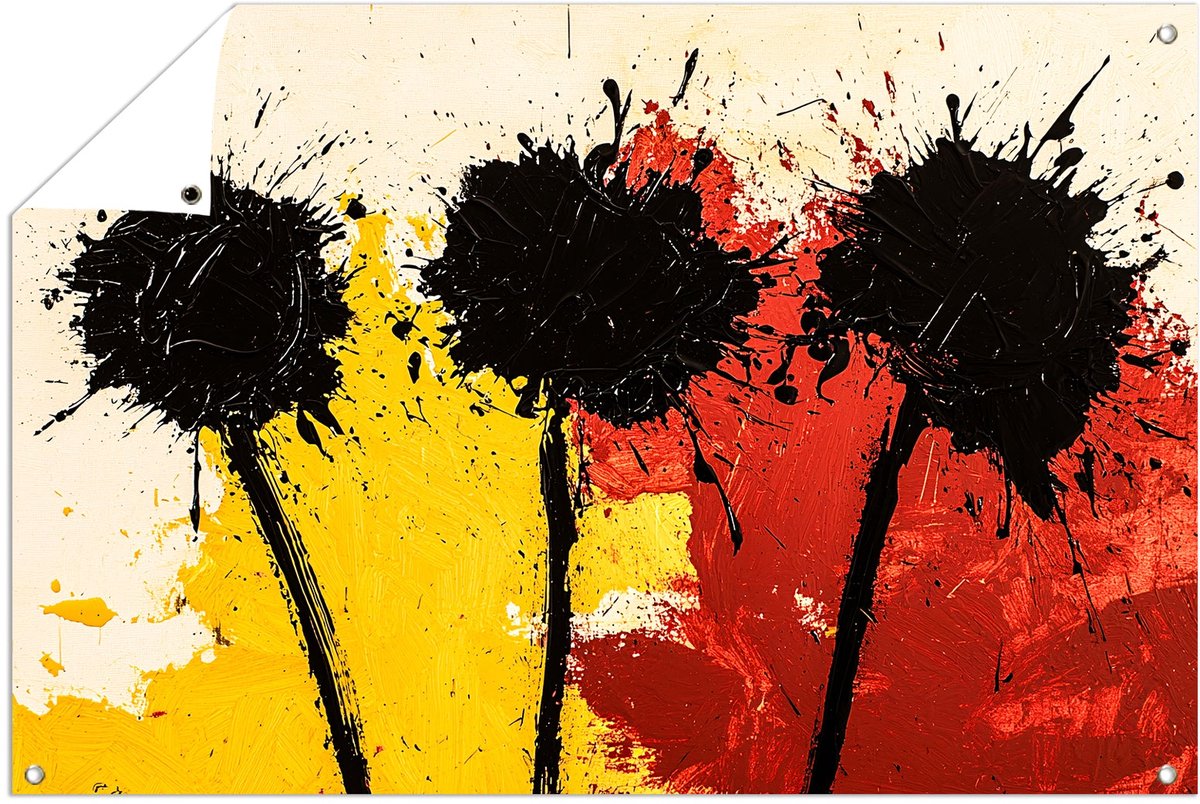 Moderne abstracte bloemencompositie - Bloemen poster - Tuinversiering zonnebloemen - Abstr