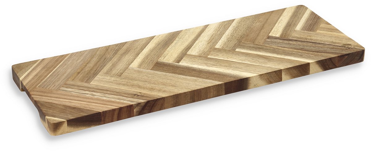 HOLM Serveerplank Rechthoek – Houten Snij- en Borrelplank met Visgraatpatroon – Ideaal voor Pizza, Antipasti & Bruschetta – Acaciahout – FSC Gecertificeerd – 45 x 16,5 x 1,9 cm – Hout