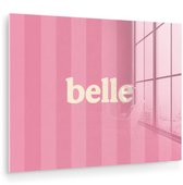 MuchoWow® Glasschilderij 120x90 cm - Schilderij acrylglas - Roze - Gestreept - Belle - Foto op glas - Muurdecoratie woonkamer - Wanddecoratie slaapkamer - Schilderijen