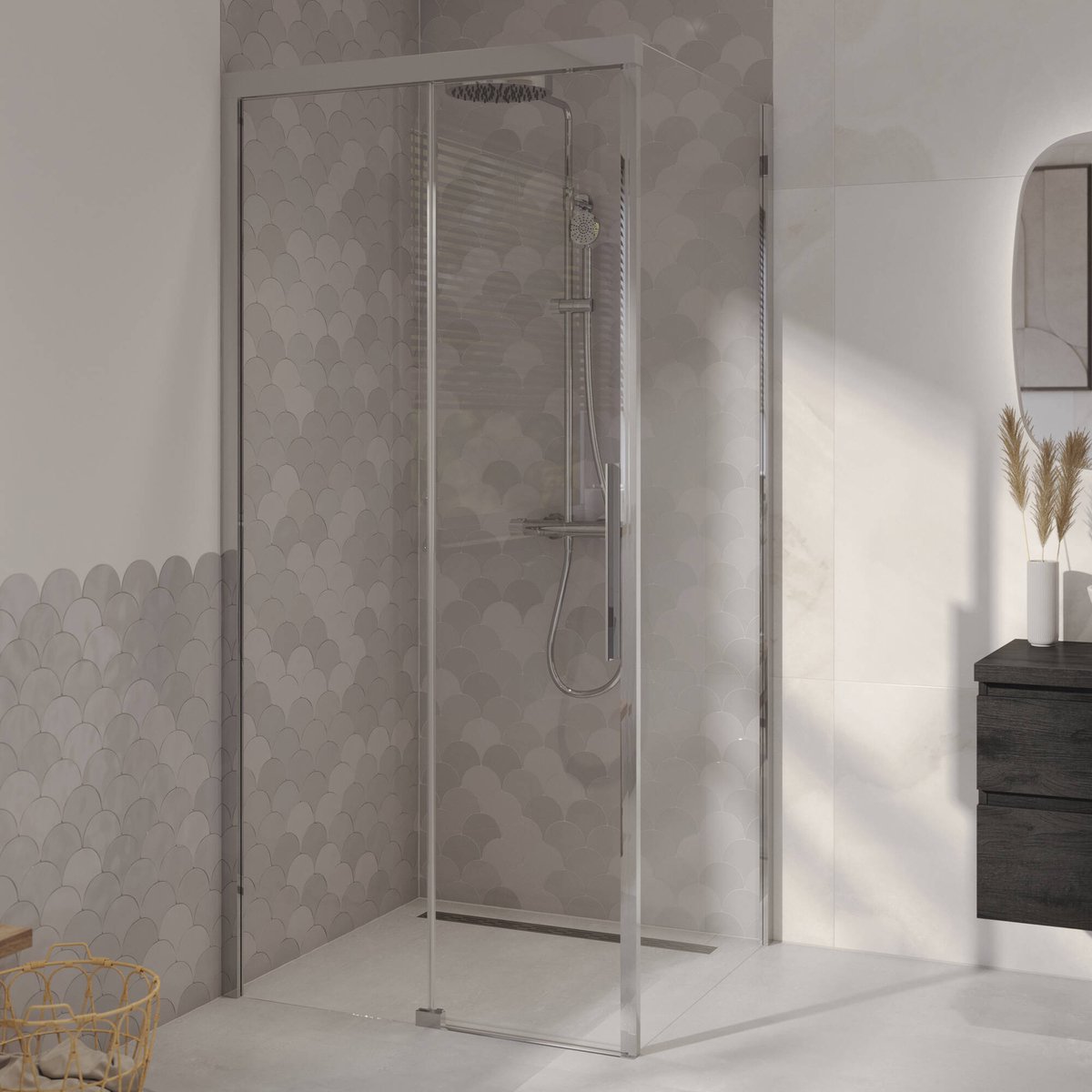 Ben IMotion zijwand rechts t.b.v. schuifdeur 90x206cm chroom/helder glas