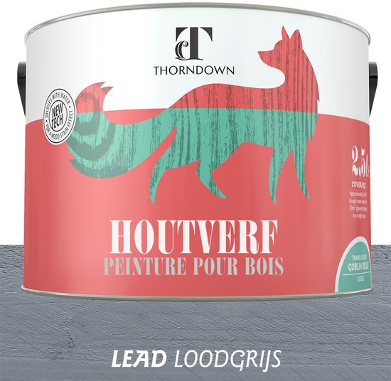 Thorndown - Houtverf Ecologisch Loodgrijs - Eco vriendelijk - Voor binnen en buiten - Waterbasis - 2,5 Liter - RAL 7045