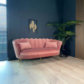 Bol.com Zitbank Belle 3 zits velvet oud roze 180cm stof bankstel incl. 3 kussens bank zetel aanbieding