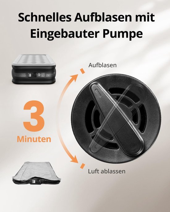Luchtbed met Ingebouwde Pomp - Air Mattress - Inclusief Opbergtas van Merkloos — afbeelding 2
