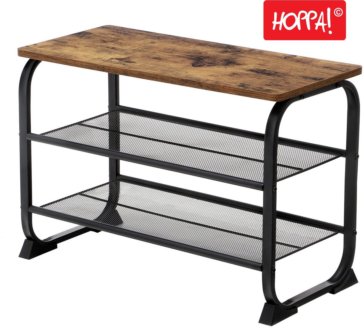 Hoppa! Schoenenrek - Bijzettafel - Bruin - MDF - 67 x 31 x 46 cm (B x D x H)