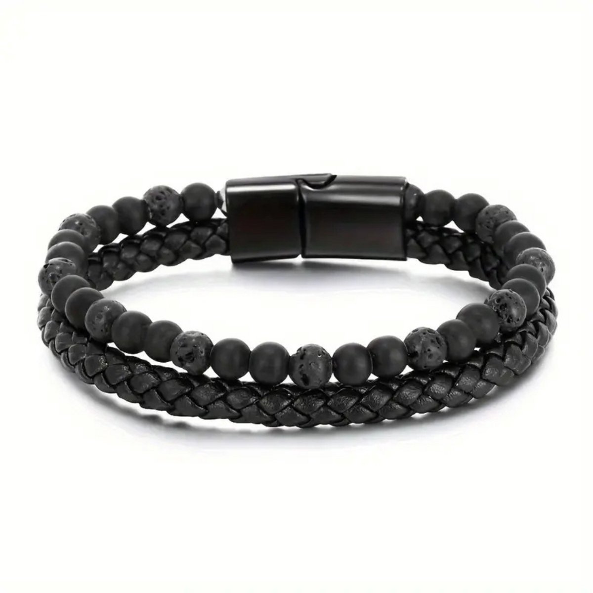 Nivard Armband - Staal - Nep Zilver - Heren - Karststeen
