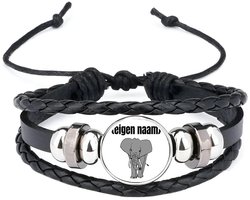Akyol - olifant met eigen naam armband zwart - Olifant - olifanten liefhebbers - iemand die houdt van olifanten - verjaardag - cadeau - kado