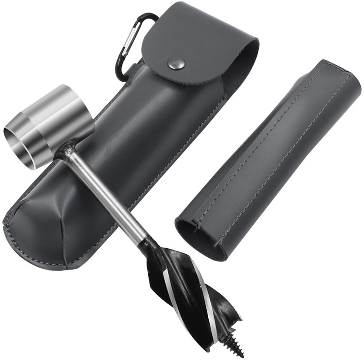 Geschikt voor Houtbewerking Handboor, Handboorboorset met leren etui, Outdoor Survivalboor, Bushwhackers Handboor, Houtsleutel, Buitenhoutboortjes, Spijkers en Ponsen, 2 stuks