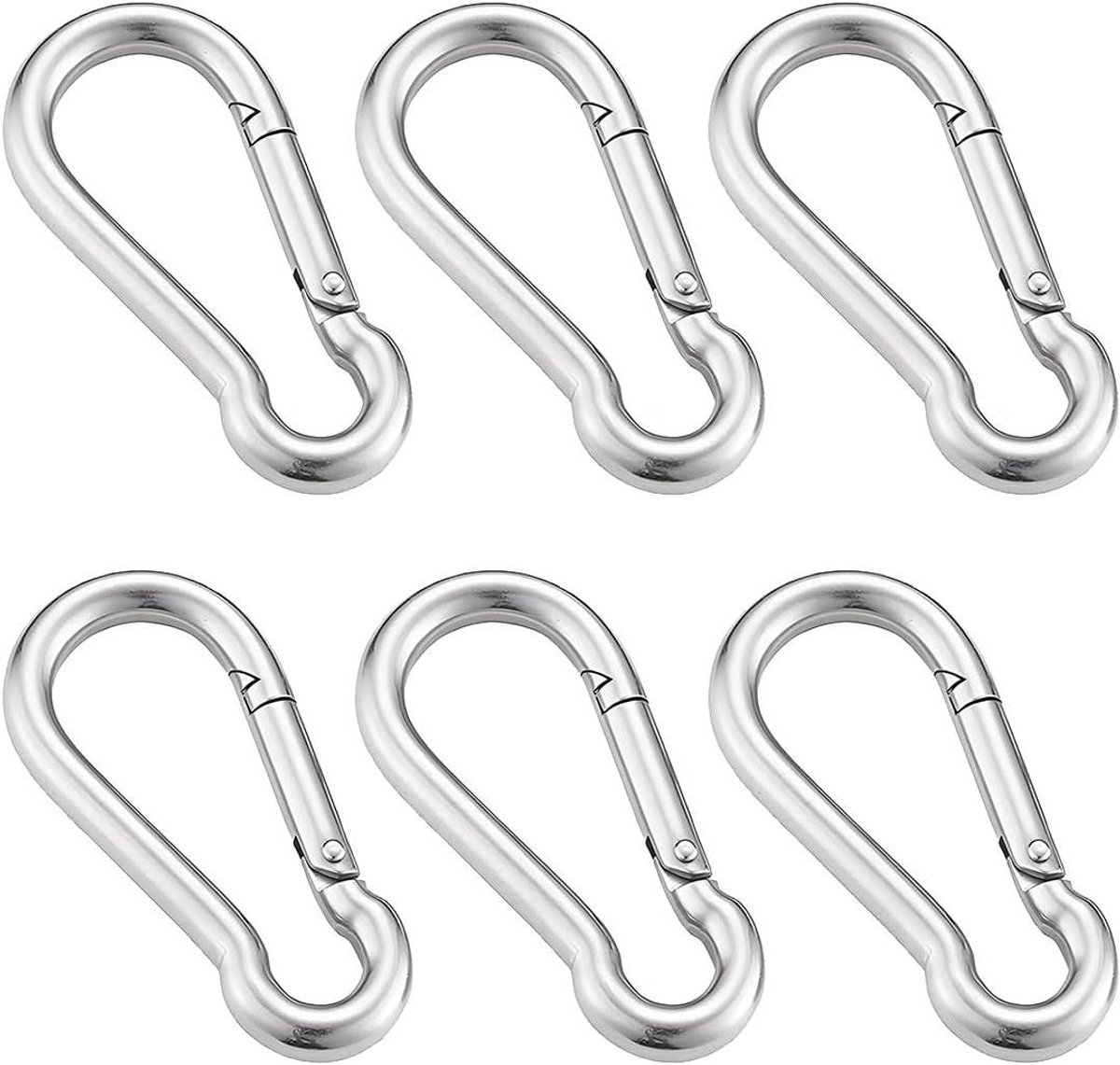 6 stuks M6 karabijnhaken van staal voor zonnezeil veergesp haken geschikt voor touwen kettinghaken campingaccessoires - 50 x 5 mm