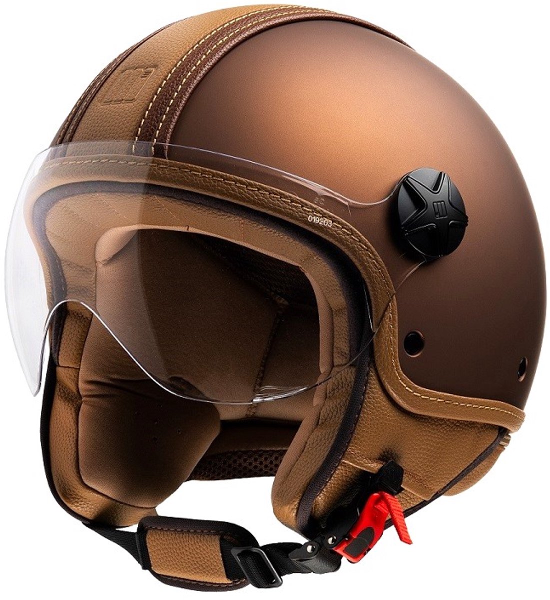 Motocubo Top Ant - Jethelm met Vizier - ECE 22.06 goedgekeurd - Geschikt als Scooter Brommer Motor Snorfiets helm - Maat S - Brons