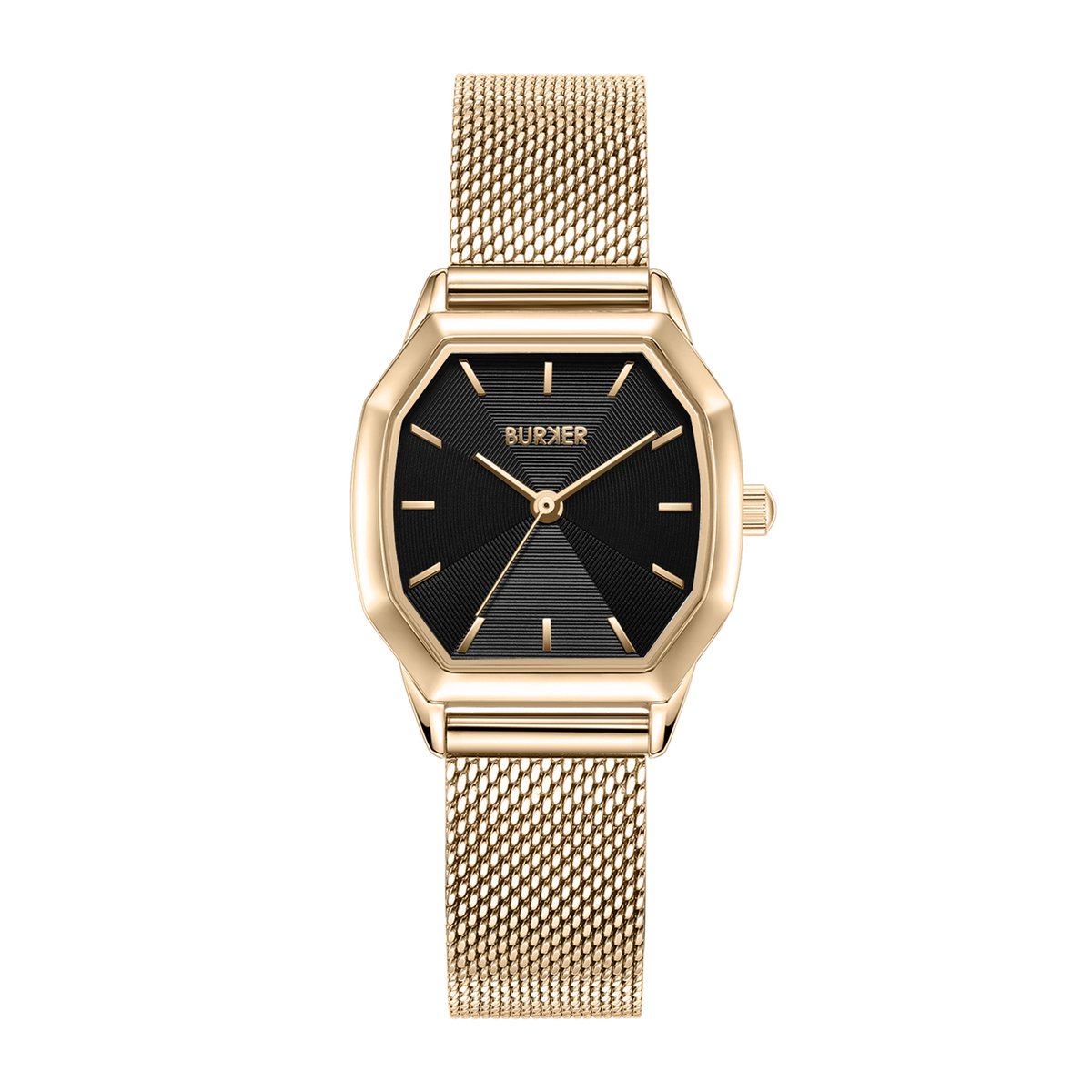 BURKER Julia Horloge Dames - Hexagon - Goud Zwart - Milanese Band - 28 mm