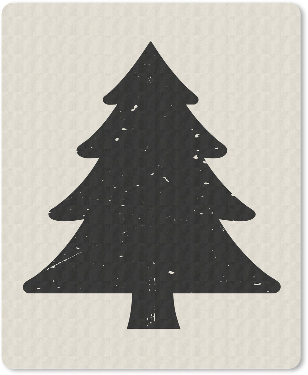 Muismat 19x23 cm - Mousepad Kerstboom - Zwarte kerstboom - Boom - Japandi - Muismatten
