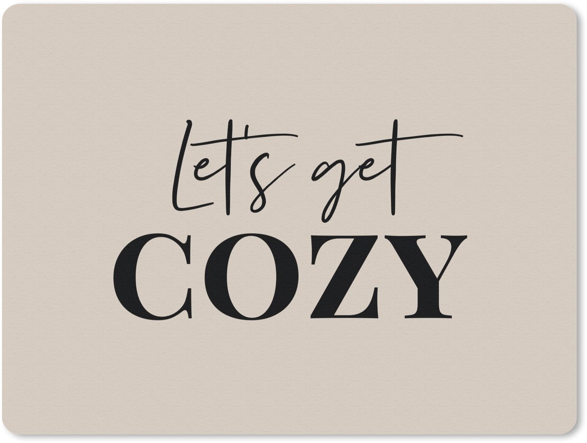 Muismat 23x19 cm - Mousepad Beige - Winter - Quote - Cozy - Muismatten