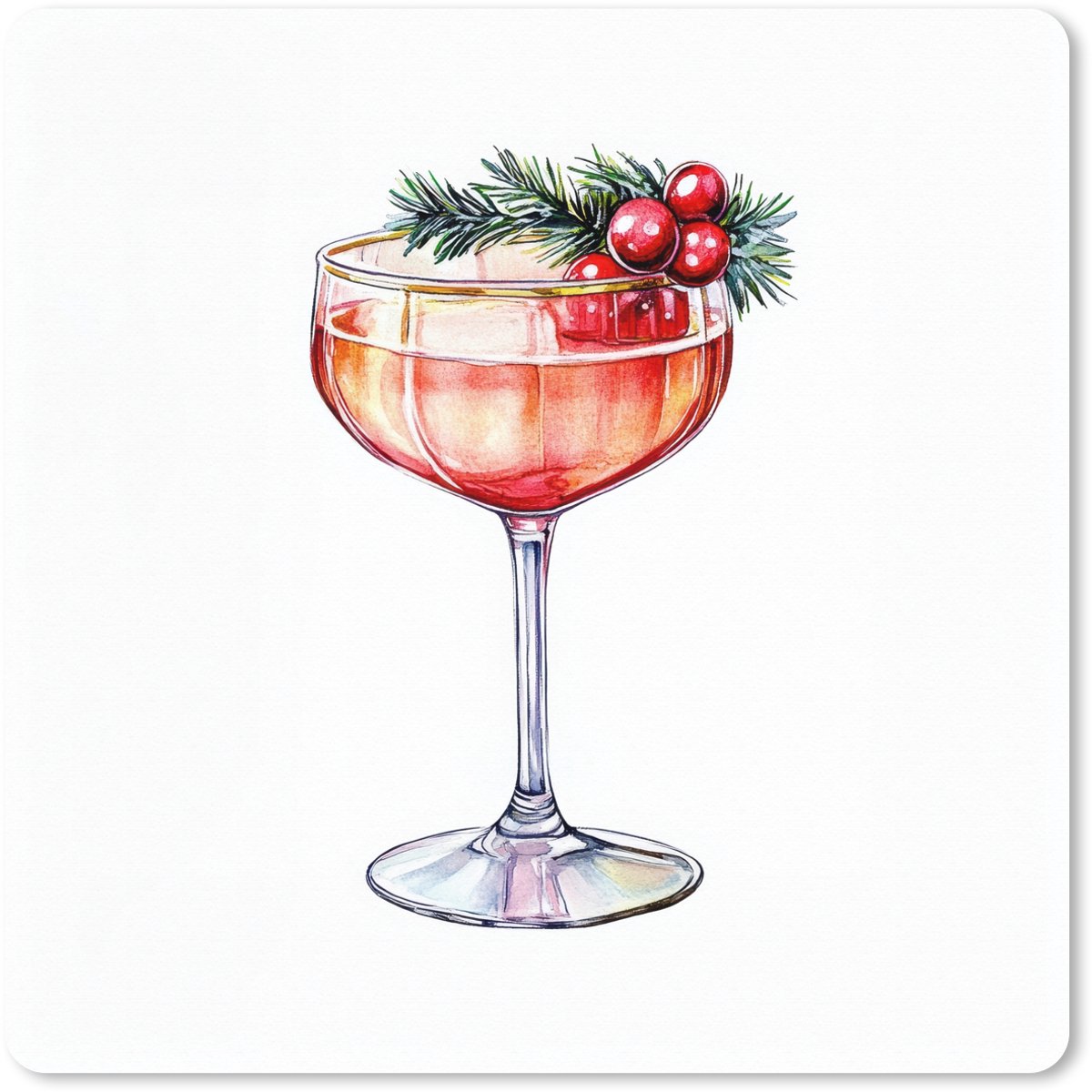 Muismat XXL 40x40 cm - Bureau onderlegger - Bureau mat Cocktail - Feest - Winter - Decoratie - Bureaumat - Gaming mousepad xl - Bureaulegger groot - Computer deskmat