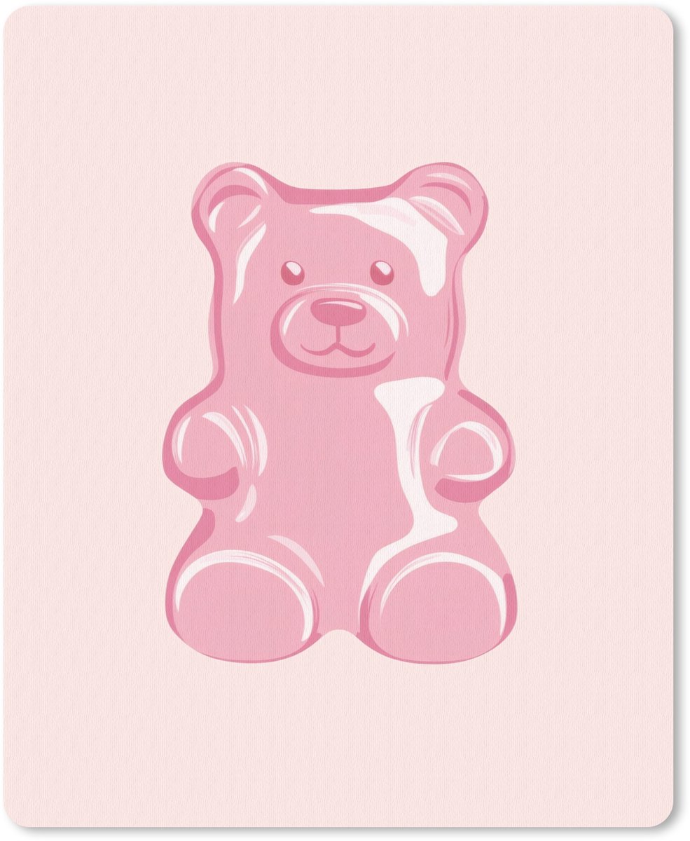 Muismat 19x23 cm - Mousepad Beer - Roze - Snoep - Muismatten