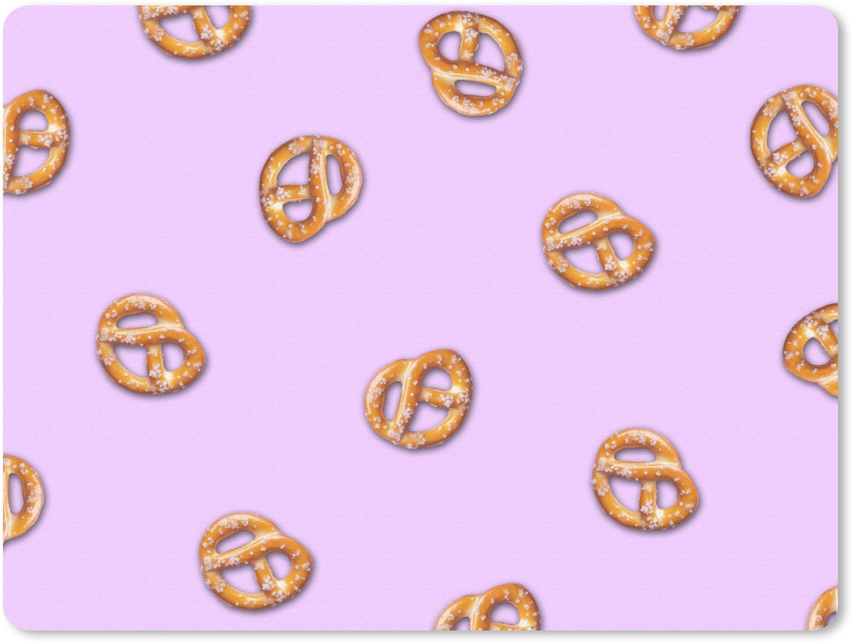 Muismat 23x19 cm - Mousepad Pretzels - Eten - Paars - Muismatten