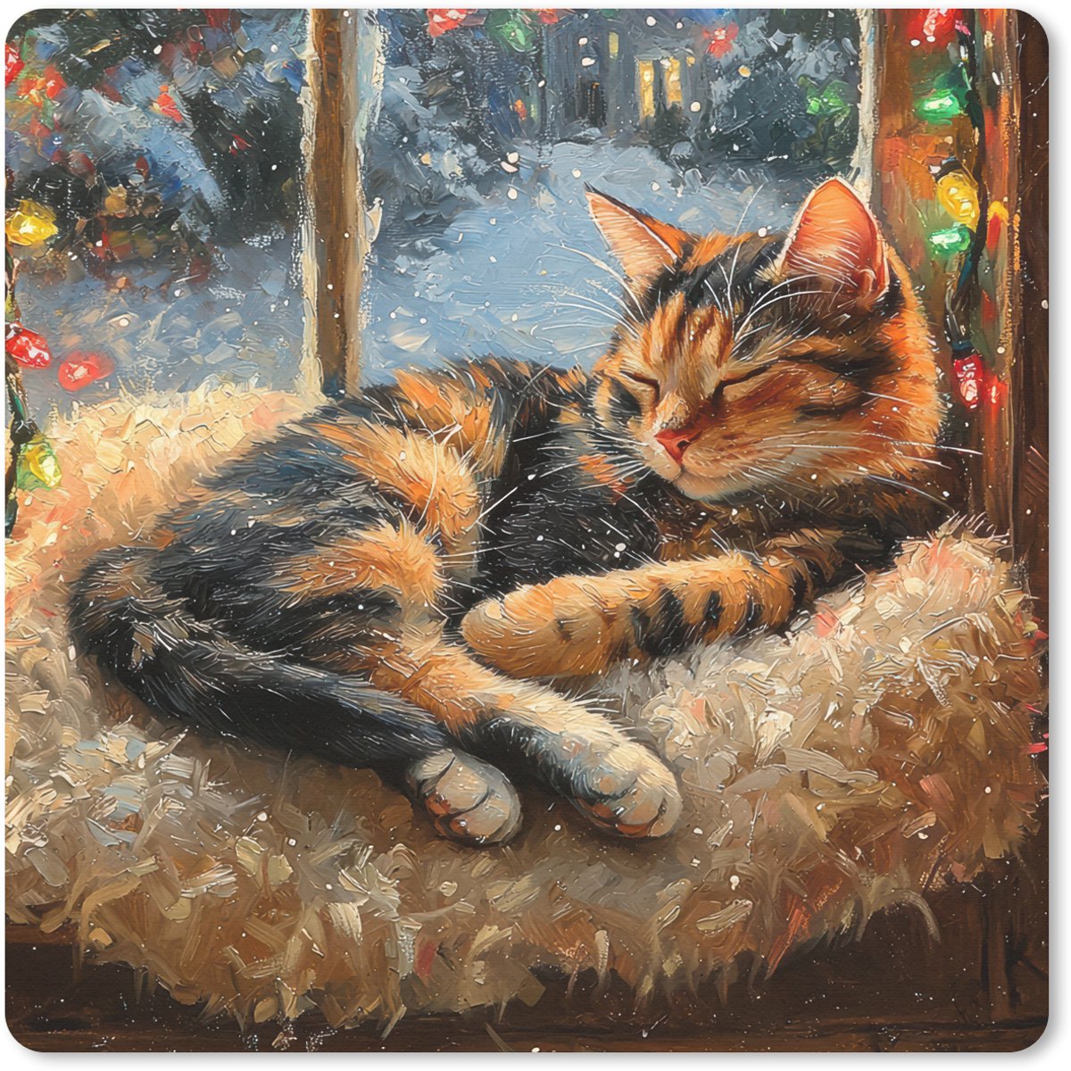 Muismat 30x30 cm - Mousepad Kat - Kerst - Winter - Dier - Muismatten