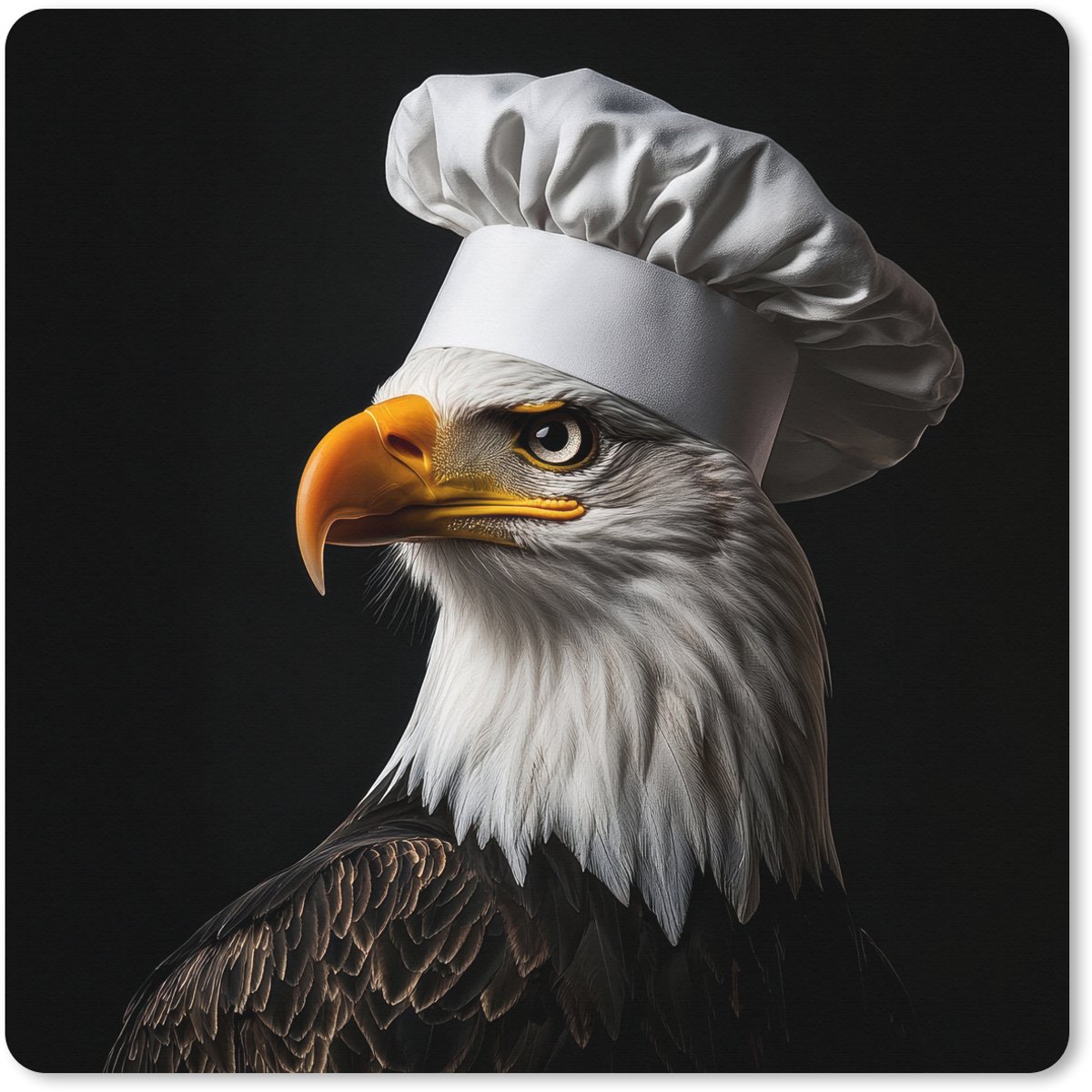 Muismat XXL 40x40 cm - Bureau onderlegger - Bureau mat Arend -Amerika - Koksmuts - Vogel - Stoer - Bureaumat - Gaming mousepad xl - Bureaulegger groot - Computer deskmat
