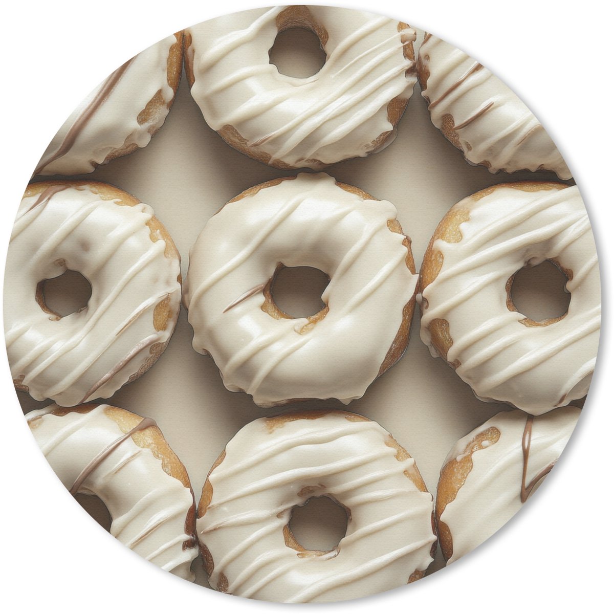 Muismat rond 20x20 cm - Mousepad Donuts - Chocolade - Wit - Beige - Ronde muismatten