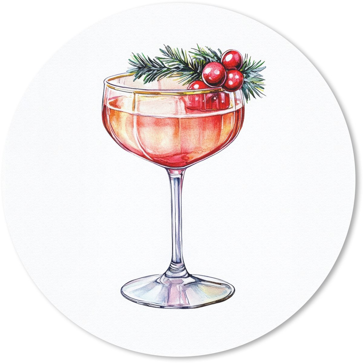 Muismat rond 20x20 cm - Mousepad Cocktail - Feest - Winter - Decoratie - Ronde muismatten